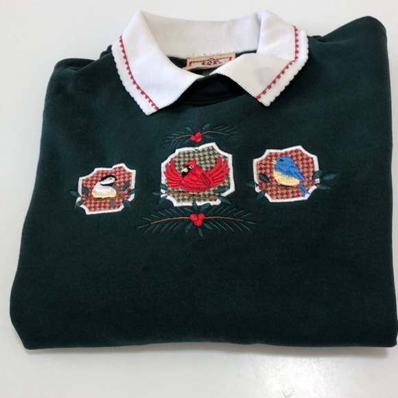 Tops - Hunter green knit collar cardinal sweatshirt Med